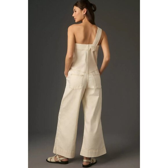 Pilcro One-Shoulder Utility Overalls Ivory XL Tall - Picture 2 of 3